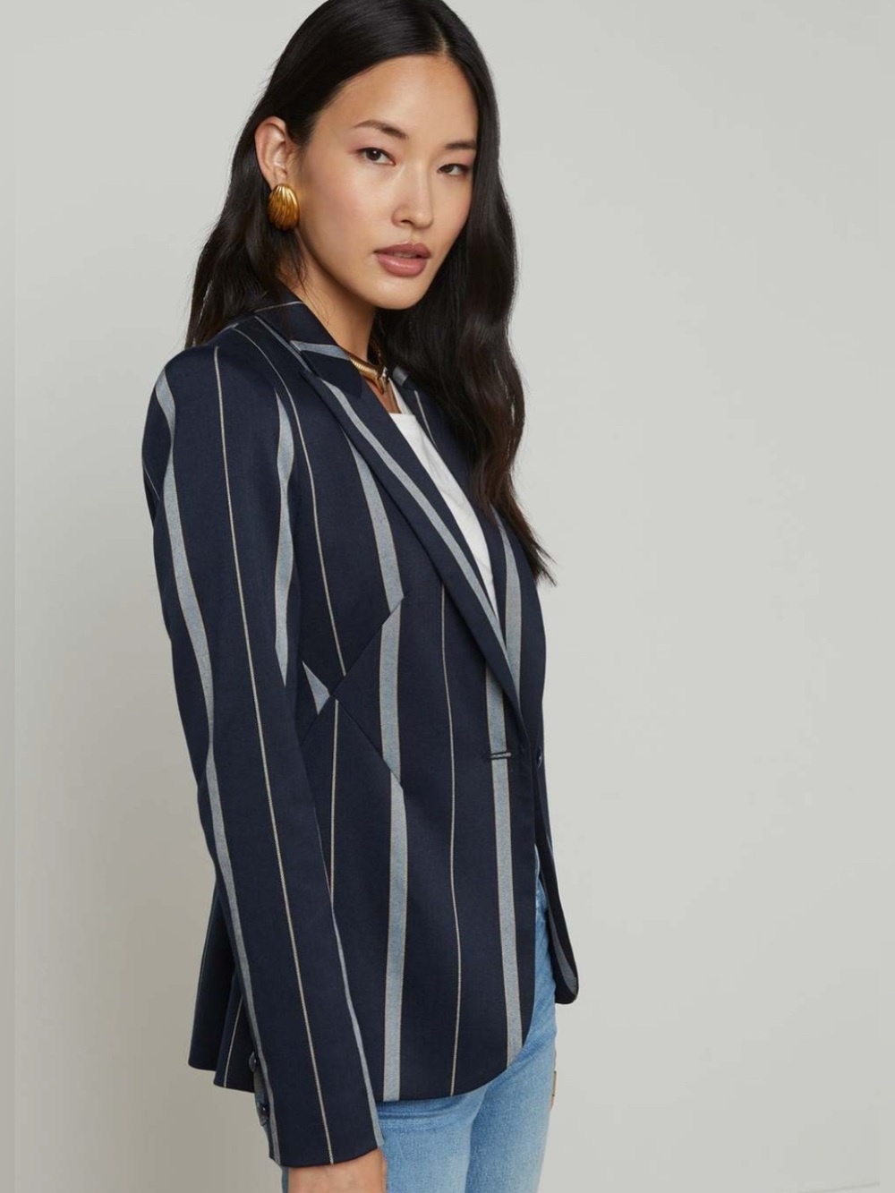L’Agence Clementine striped blazer jacket Midnight multi stripe NWT